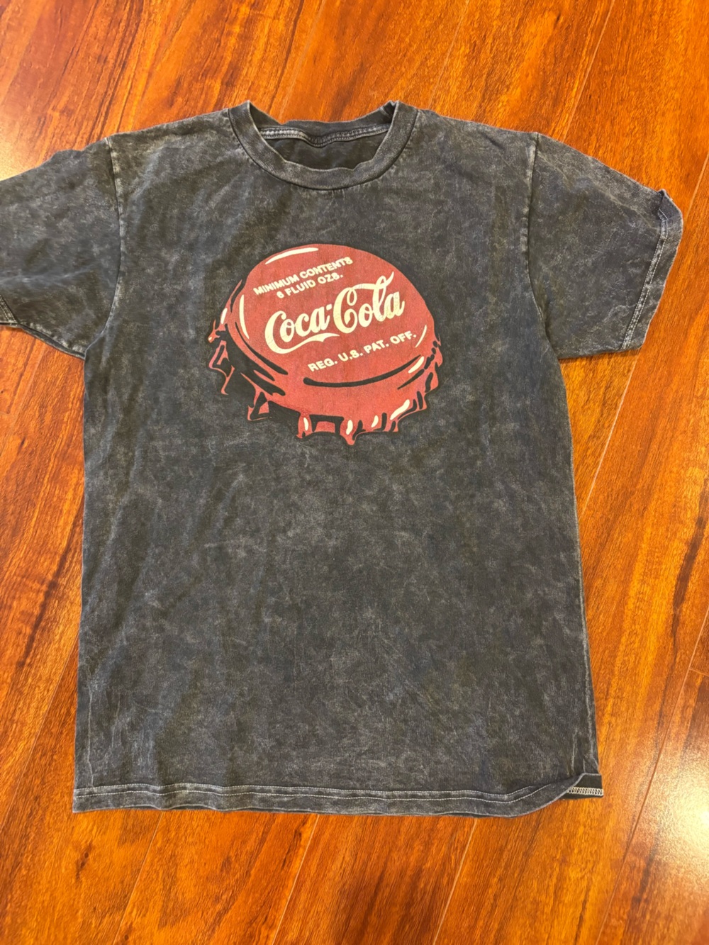 Coca Cola Black Mineral-Wash Tee with Red Bottlecap Graphic
